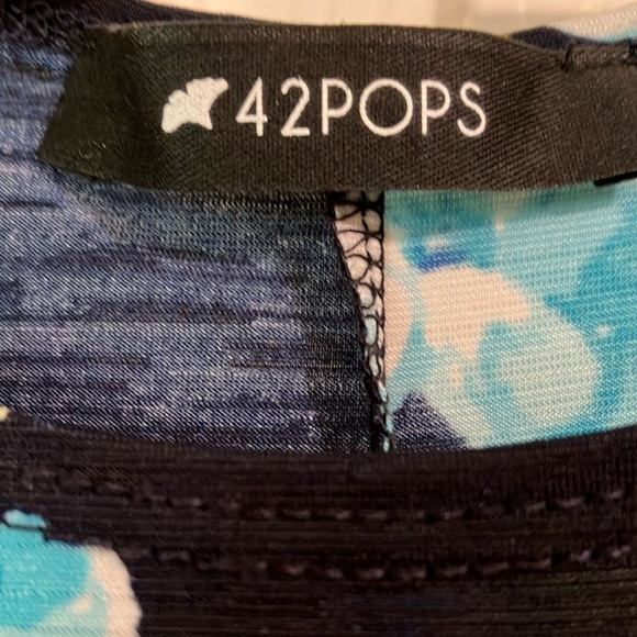 Floral A-Line Mini Dress - Black with Blue and Pink Accents - Picture 3 of 4